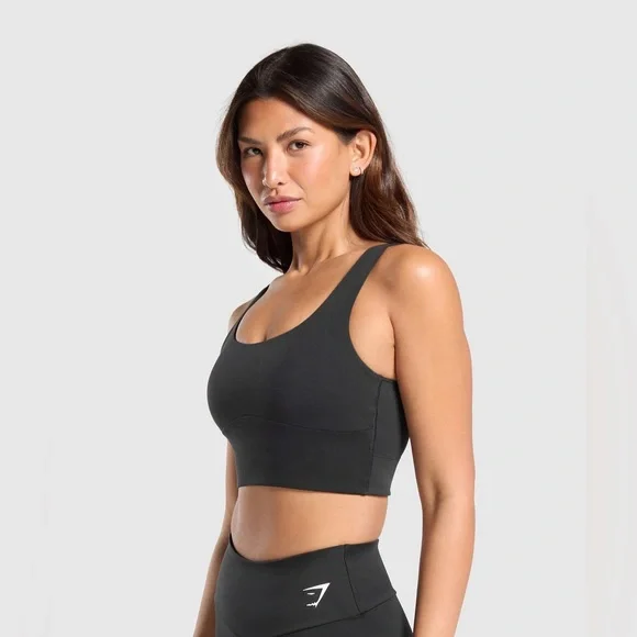Gymshark Black Athletic Running Longline Sports Bra Medium Support size Small - Picture 3 of 10